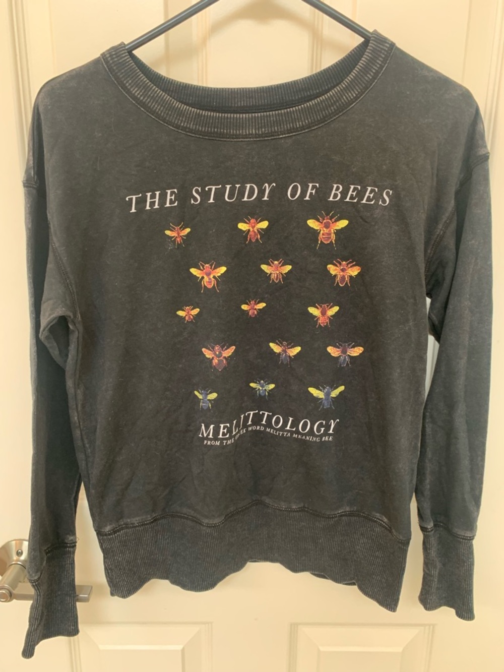 Fifth Sun Black Crewneck Sweatshirt with Colorful Bee Graphic